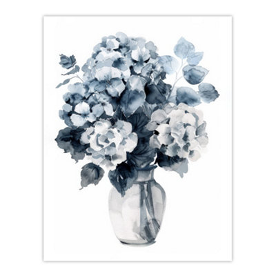 Artery8 Flower Bouquet in Vase Monochrome Watercolour Poster Wall Art ...
