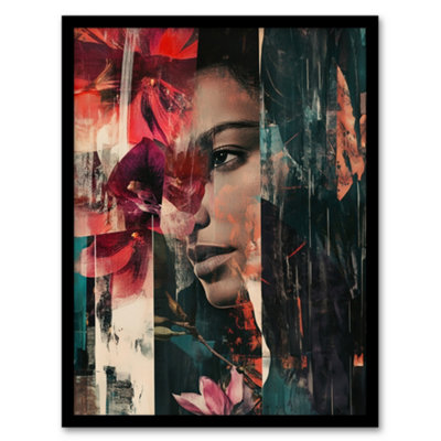 Artery8 Fragments Woman Floral Portrait Modern Abstract Wall Art Print ...