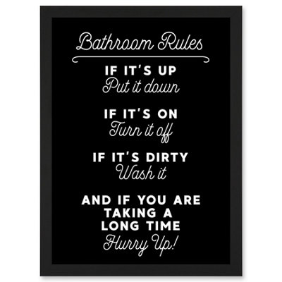 Artery8 Funny Bathroom Wall Art Toilet Rules Sign Funny Decor Wall Art ...