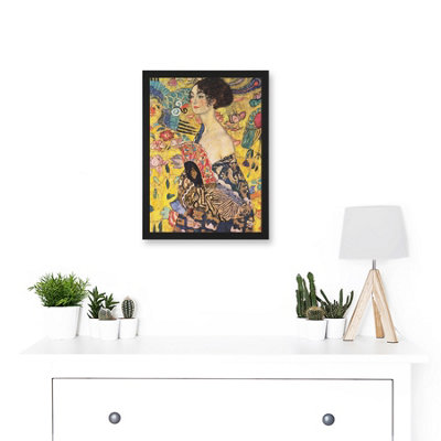 Artery8 Gustav Klimt Lady With Fan Painting Wall Art Print - A4 Size
