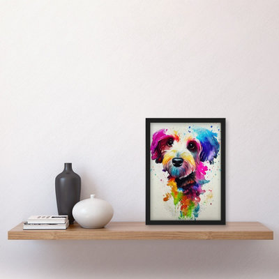 Artery8 Ink Splatter Cockapoo Dog Watercolour Painting Wall Art Print ...