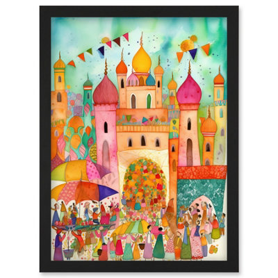 ARTERY8 ISLAM EID AL-FITR FEAST FOLK ART WATERCOLOUR PAINTING WALL ART ...