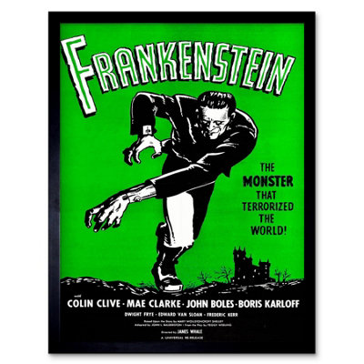 Artery8 Movie Film Frankenstein Monster Karloff Horror Framed Wall Art ...