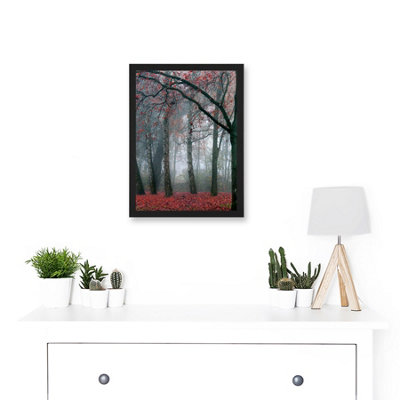 Artery8 Nature Forest Tree Autumn Fall Beautiful Red Wall Art Print ...