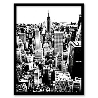 Artery8 New York Aerial View Black White High Contrast Wall Art Print ...
