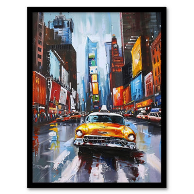 Artery8 New York City Colourful Street Cityscape Taxi Cab Wall Art ...