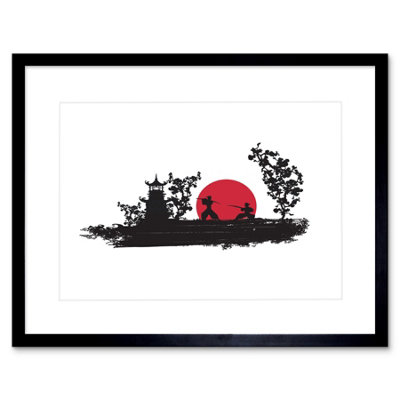 Artery8 Painting Samurai Combat Fight Rising Sun Japan 12x16