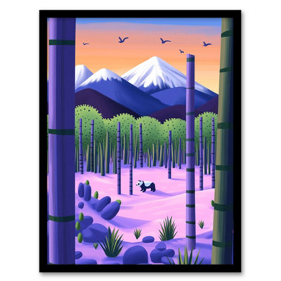 Artery8 Panda Bear Bamboo Forest Japan Mountain Landscape Wall Art ...