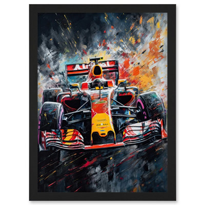 Artery8 Race Car Driver Racing Action Shot Painting Wall Art Print - A4 ...
