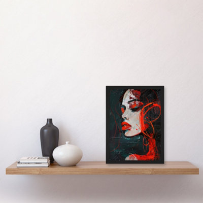 Artery8 Red Passion Woman Abstract Portrait Oil Painting Wall Art Print ...