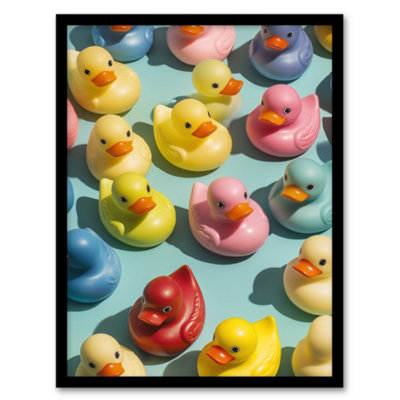 Artery8 Rubber Ducks Ducky Colourful Pattern Modern Wall Art Print - A4 ...
