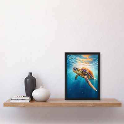 Artery8 Sea Turtle Barbados Marine Swimming Blue Clear Water Wall Art ...