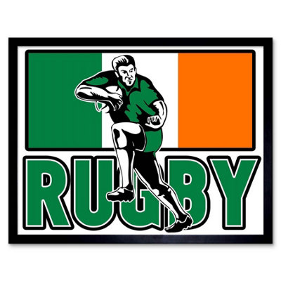 Artery8 Sport Ireland Rugby Football Flag Irish Player Framed Wall Art ...