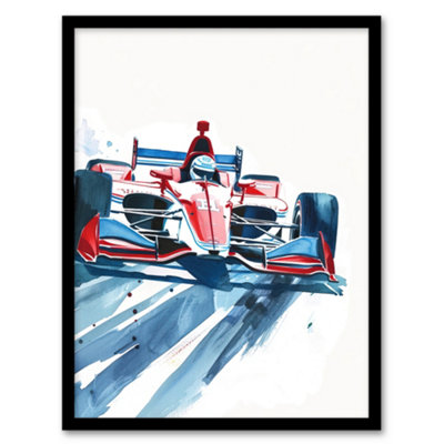 Artery8 Sport Red Race Car Motorsport Racing Wall Art Print - A4 Size