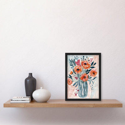 Artery8 Spring Flower Bouquet Pink Blue Boho Floral Vase Wall Art Print ...