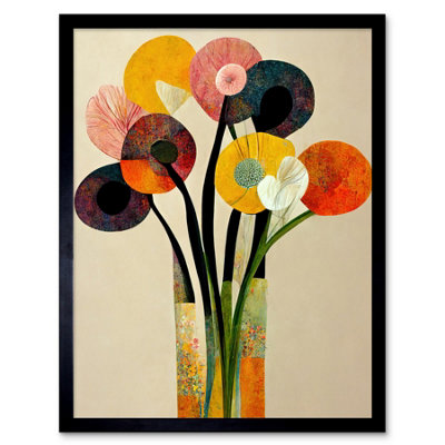 Artery8 Spring Flowers Floral Bouquet Abstract Vase Boho Framed Wall ...