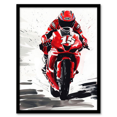 Artery8 Superbike Race Red Motorcycle Racing Action Shot Wall Art Print ...