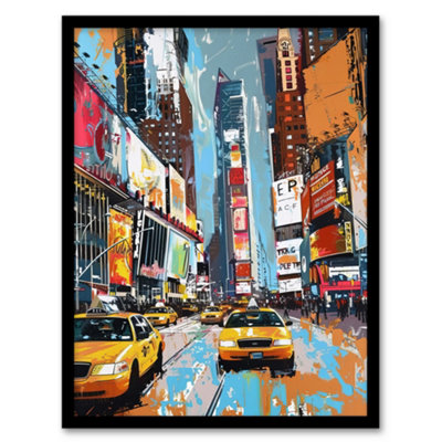 Artery8 Taxi on Broadway New York City Painting Wall Art Print - A4 Size