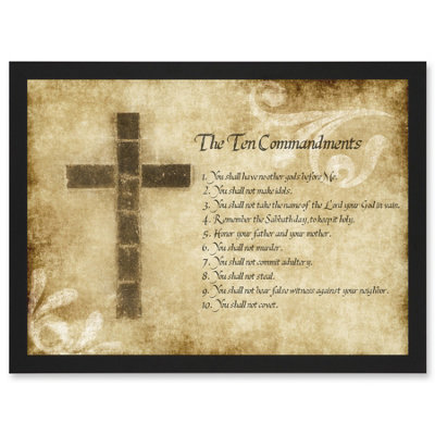 Artery8 Ten 10 Commandments Cross Christian Religious Quote Typography ...