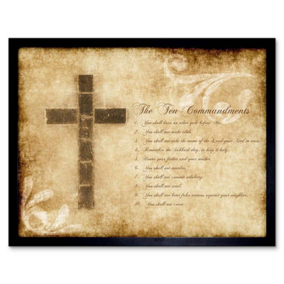 Artery8 Ten Commandments 10 Cross Christian Religious Quote Framed Wall ...