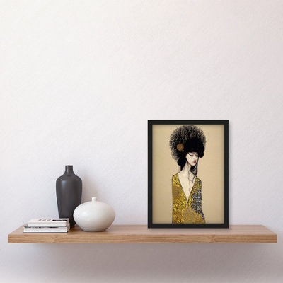 Artery8 The Goddess in Gold Black Klimt Style Robe Wall Art Print - A4 Size