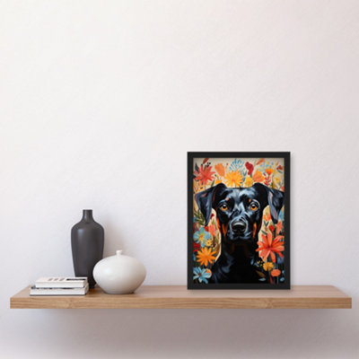 Artery8 The Good Dog Floral German Pinscher Portrait Framed Picture ...