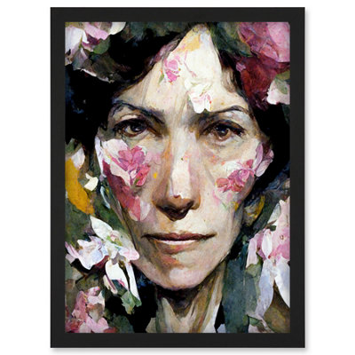 Artery8 Through Flowers Elegant Portrait Woman Face Wall Art Print - A4 ...