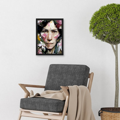Artery8 Through Flowers Elegant Portrait Woman Face Wall Art Print - A4 ...
