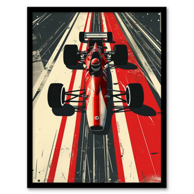 Artery8 Vintage Red Race Car Sport Speed Racing Track Wall Art Print ...