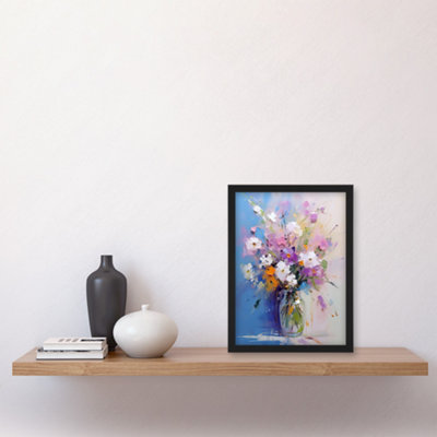 Artery8 Wildflower Bouquet in Glass Vase Oil Painting Pastel Wall Art ...