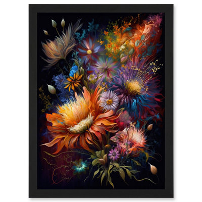 Artery8 Wildflower Bouquet Pink Blue Orange Floral Art Wall Art Print ...
