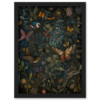 Artery8 William Morris Style Plants Birds and Butterflies Wall Art ...
