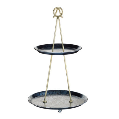 Artesa Two Tier Serving Stand, Metallic Blue DIY at B&Q