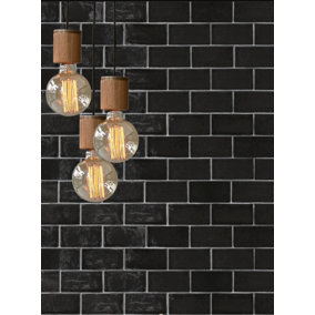 Artesano Black 75mm x 150mm Ceramic Wall Tiles (Pack of 44 w/ Coverage of 0.5m2)