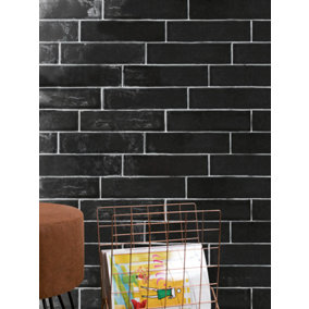 Artesano Black 75mm x 300mm Ceramic Wall Tiles (Pack of 22 w/ Coverage of 0.5m2)