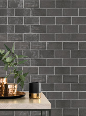 Artesano Charcoal 75mm x 150mm Ceramic Wall Tiles (Pack of 44 w/ Coverage of 0.5m2)