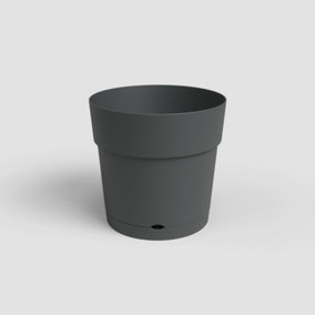 Artevasi Capri Wide Pot With Water Reserve, 40cm, Anthracite