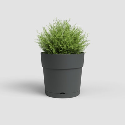 Artevasi Capri Wide Pot With Water Reserve, 40cm, Anthracite