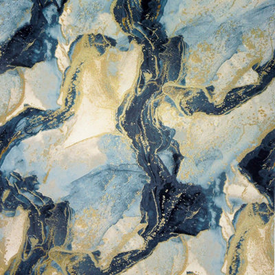 Arthouse Abstract Marble Teal/Gold Wallpaper