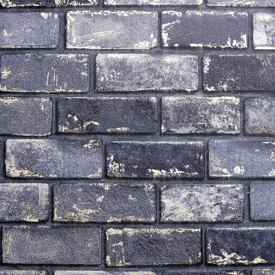Arthouse Artistick Metallic Blue Brick Wall Wallpaper Peel & Stick Self Adhesive