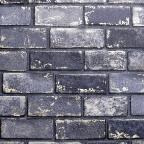 Arthouse Artistick Metallic Blue Brick Wall Wallpaper Peel & Stick Self Adhesive