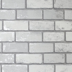 Arthouse Artistick Metallic Brick White/Silv Arthouse