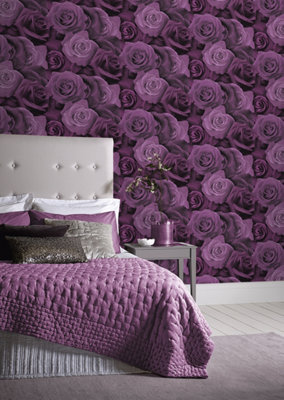 Arthouse Austin Rose Purple Wallpaper