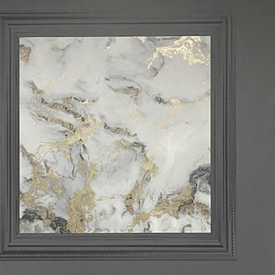 Arthouse Bahia Panel Charcoal Wallpaper 923005 - Granite Stone Wood Panel Metallic Gold Effect Bedroom Wallpaper