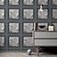 Arthouse Bahia Panel Charcoal Wallpaper
