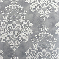 Arthouse Baroque Damask Grey & White Wallpaper