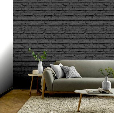 Arthouse Black Brick Wallpaper
