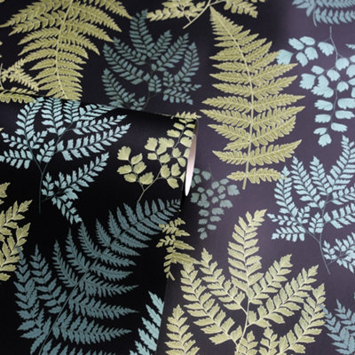 Arthouse Botanical Fern Charcoal/Green Wallpaper
