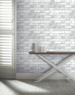 Arthouse Brickwork White Wallpaper