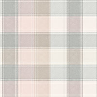 Arthouse Country Check Pink/Grey Wallpaper